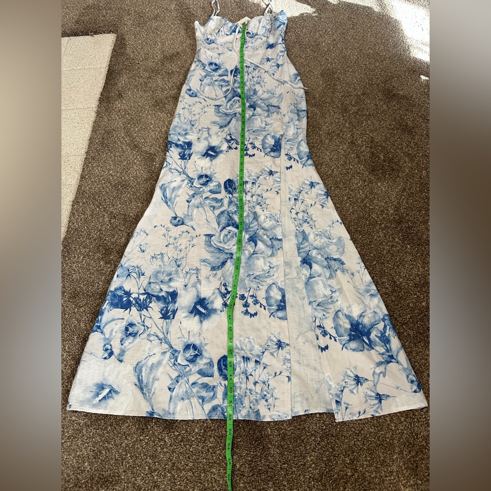 Privy Blue and White Smocked Dress with rose designs - Picture 3 of 15